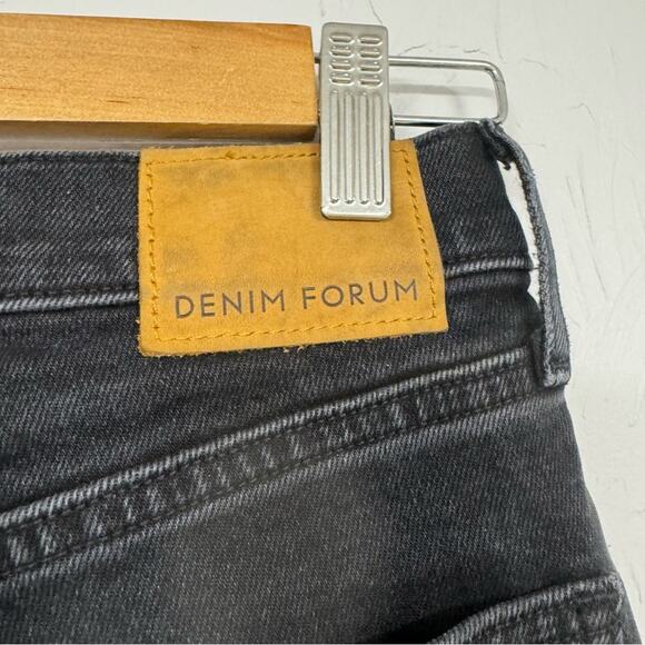 Denim Forum Black The Yoko High Rise Slim Fit Jeans 24 Raw Hem Button Fly Casual - Picture 11 of 14